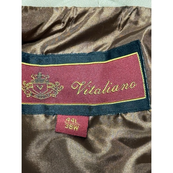 Vitaliano Mens 3 Pc‎ Suit Jacket, Vest, Pants, 44L/38W Gold , Super 150's Cloth - Picture 7 of 16